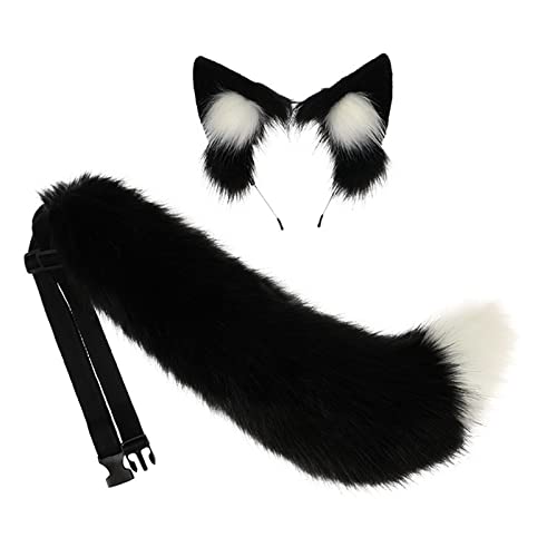 Haarreif mit Katzen-, Wolfs- und Schwanzohren, 2-teiliges Set, Halloween, Weihnachten, Kostümpartys, Spielzeug, Damen, Herren, Cosplay von Bottone