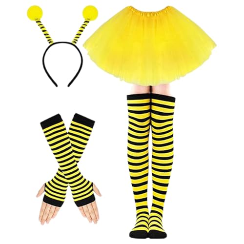 Bouasgh Karnevals Perlenrock Set Kostüm für Erwachsene, Cosplay-Outfit für Bühnenauftritte und Partys (Yellow, One Size) von Bouasgh