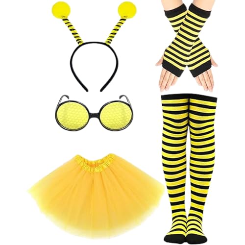 Bouasgh Karnevalsrock Kopfschmuck Set Karneval Cos Party Kostüm Damen Bühnenauftritt Zubehör Set für Festliche & Themenpartys (Yellow, One Size) von Bouasgh