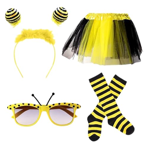 Bouasgh Mardi Gras 70er Jahre Rock Karnevalskostüm für Kinder, bezauberndes Bühnenoutfit-Set für Festivals Themenpartys (Yellow, One Size) von Bouasgh