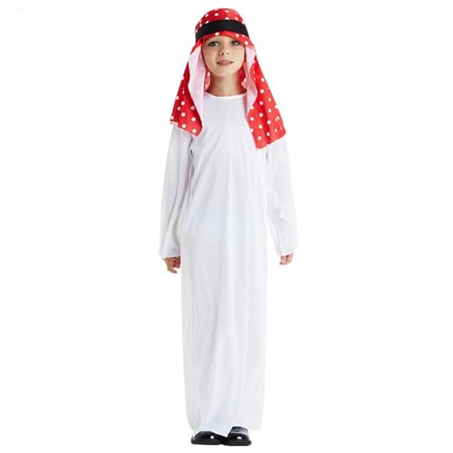 Bouasgh Mardi Gras Mädchen Kleid Karneval Häuptling Jungen Weiß Rot Arabischen Cosplay Kostüme Party Kostüme Drama Bühne Zeigen (White, L) von Bouasgh