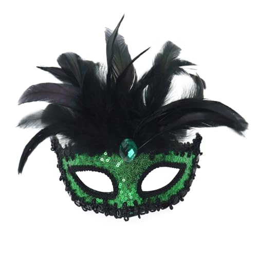 Bouasgh Maske Gesicht Verkleidung Karneval Faux Feder Maskerade Party Neuheit Geeignet Für Jungen Mädchen Kostüme Party (GN1, One Size) von Bouasgh