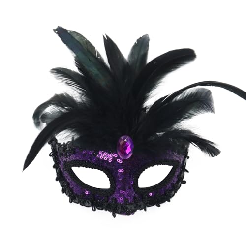 Bouasgh Maske Gesicht Verkleidung Karneval Faux Feder Maskerade Party Neuheit Geeignet Für Jungen Mädchen Kostüme Party (PP1, One Size) von Bouasgh