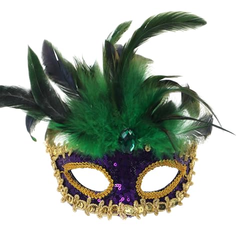 Bouasgh Maske Gesicht Verkleidung Karneval Faux Feder Maskerade Party Neuheit Geeignet Für Jungen Mädchen Kostüme Party (PP2, One Size) von Bouasgh