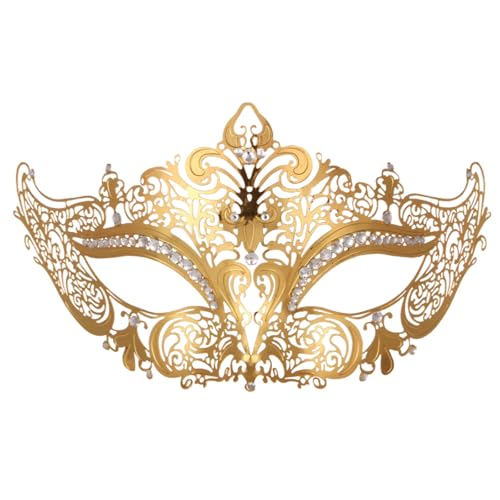 Bouasgh Maske Gesicht Verkleidung Mit Metall besetztes, elegantes Filigran für Maskenbälle und Kostümpartys (Gold, A) von Bouasgh