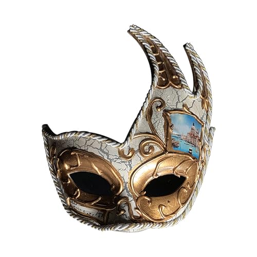 Bouasgh Venezia Maske Mit Hut Männer und Frauen Maskerade Vintage antike Form (White, One Size) von Bouasgh