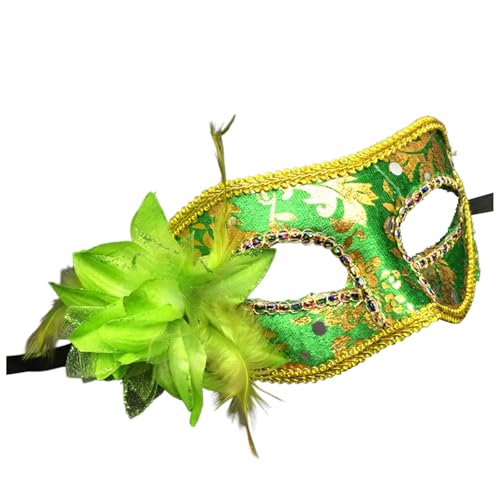 Bouasgh Venezianische Maske für Maskerade Männer und Frauen Maskerade Vintage antike Form (Green, One Size) von Bouasgh