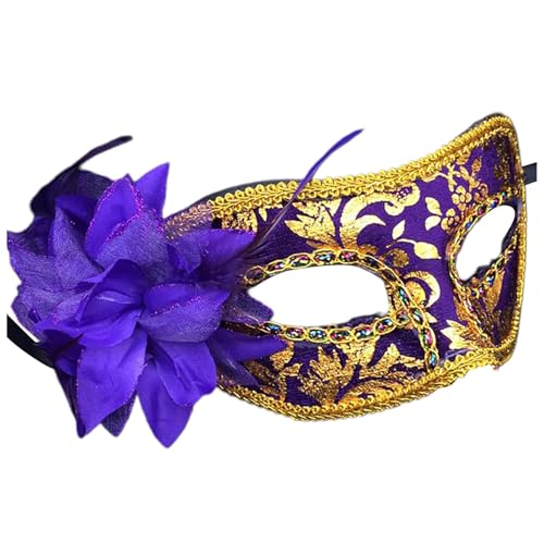 Bouasgh Venezianische Maske für Maskerade Männer und Frauen Maskerade Vintage antike Form (Purple, One Size) von Bouasgh