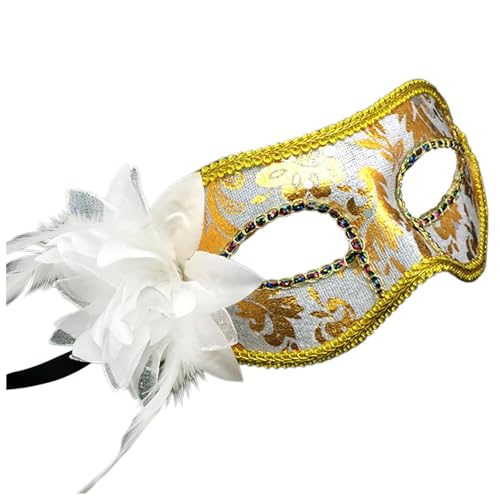 Bouasgh Venezianische Maske für Maskerade Männer und Frauen Maskerade Vintage antike Form (White, One Size) von Bouasgh