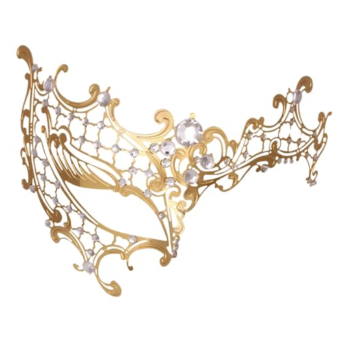 Bouasgh Venezianische Masken Mit Metall besetztes, elegantes Filigran für Maskenbälle und Kostümpartys (Gold, A) von Bouasgh