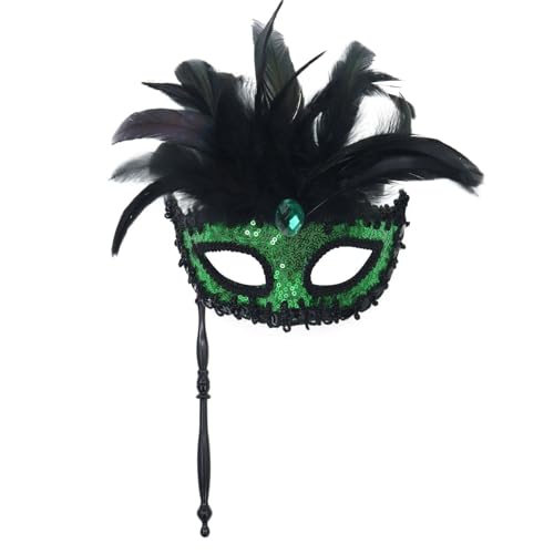 Bouasgh Venezianischen Maske für Damen Herren Karneval Faux Feder Maskerade Party Hand Neue Neuheit Geeignet Für Jungen Und Mädchen Kostüme Party (GN2, One Size) von Bouasgh