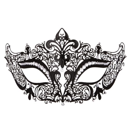 Maske Gesicht Verkleidung Mit Metall besetztes, elegantes Filigran für Maskenbälle und Kostümpartys (Black, A) von Bouasgh