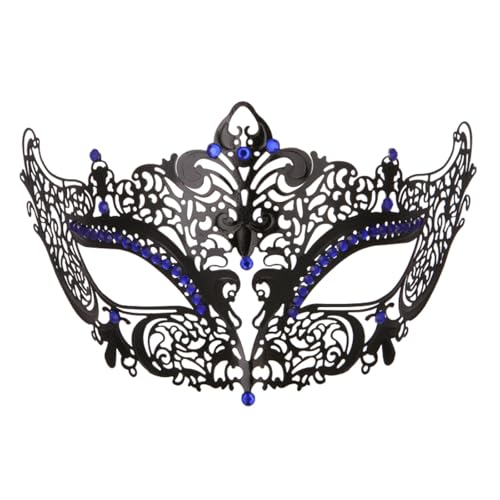 Maske Gesicht Verkleidung Mit Metall besetztes, elegantes Filigran für Maskenbälle und Kostümpartys (Blue, A) von Bouasgh