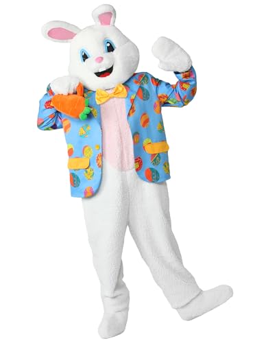 Boveco Osterhasenkostüm Uni Einteiler Anzug Kaninchen Maskottchen Kostüme Ostern Overall Verkleidung Outfit für Erwachsene Cosplay S/M von Boveco