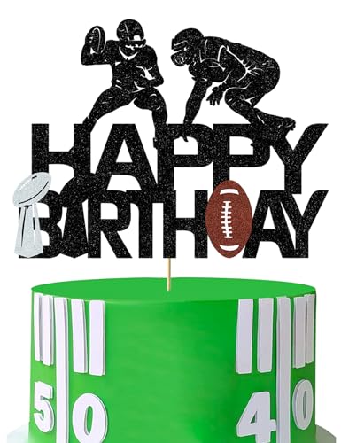 Fußball Kuchen Topper Glitzer Fußball Happy Birthday Kuchen Dekorationen für Jungen Männer Super Bowl Touchdown Fußball Sport Thema Party Supplies von Boweurois