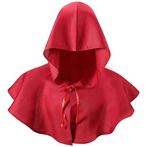 Boyiee Halloween Kapuze Vintage Mittelalterlich Kapuze Unisex Mittelalterlicher Umhang mit Kapuze Heidnischer Halloween Umhang mit Kapuze Halloween Umhang Cosplay Kostüm für Rollenspiele (Rot) von Boyiee