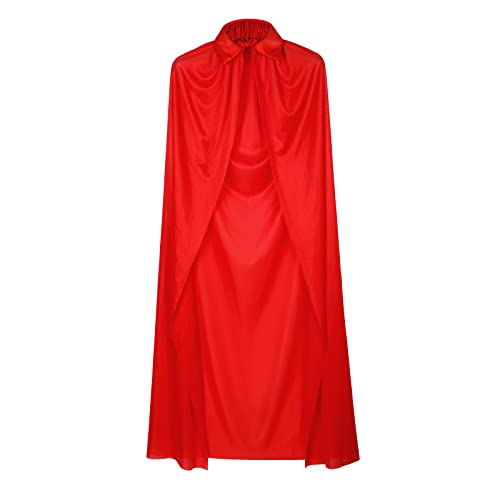 Boyiee 47 Zoll Langer Roter Umhang für Erwachsene Halloween Vampir Umhang Unisex Roter Umhang Vampir Umhang Teufel Kostüm Halloween Party Outfit Hexen Umhang Kostüm für Halloween Cosplay Kostüm von Boyiee