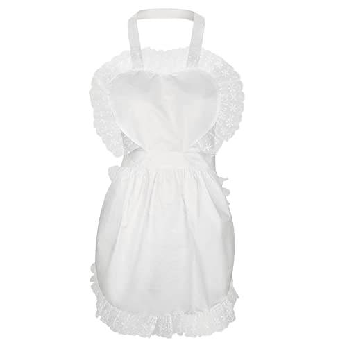 Boyiee Retro Cosplay Maid Schürze Weiße Schürze Verstellbares Halloween Kostüm Küche Restaurant Frauen Mädchen Kellnerin Schürzen Vintage Viktorianischer Stil Party Kostüm Zubehör von Boyiee