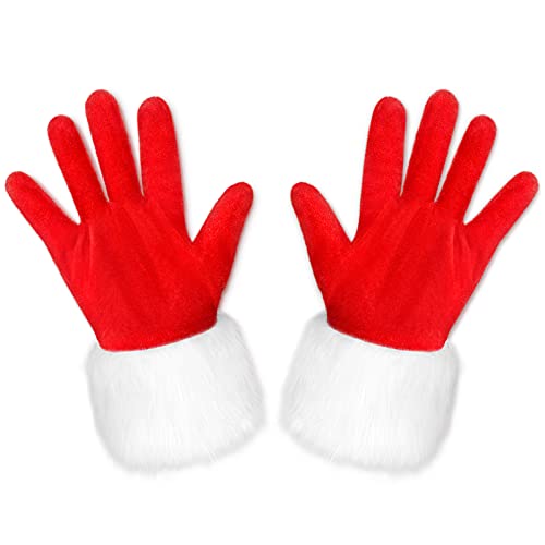 Rote Weihnachtshandschuhe, Samt, Kostüm, Handschuhe, pelziger Weihnachtsmann, Handschuhe, Weihnachtszubehör für Frauen und Kinder, Kostüme, Kostüme, Weihnachten, Party, Gastgeschenke von Boyiee