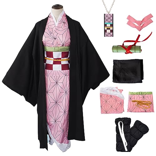 Boyigog Cosplay Anime Kostüm Outfit Set mit Manga Kimono für Mädchen Damen, Karneval Halloween Dress für Erwachsene und Kinder (130) von Boyigog