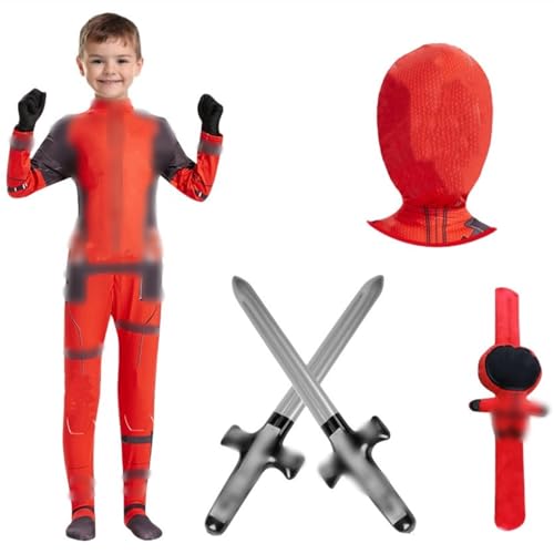 Boyigog Helden-Overall für Kinder Jungen mit Maske, Handschuhen und Armband, Halloween Cosplay Party Kostüme für Kinder(130) von Boyigog