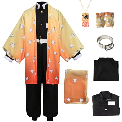 Boyigog Kimono Cosplay Anime Outfit mit Halskette für Anime Cosplay Verkleidung Kostüm Orange für Halloween Karneval Mottoparty (S) von Boyigog