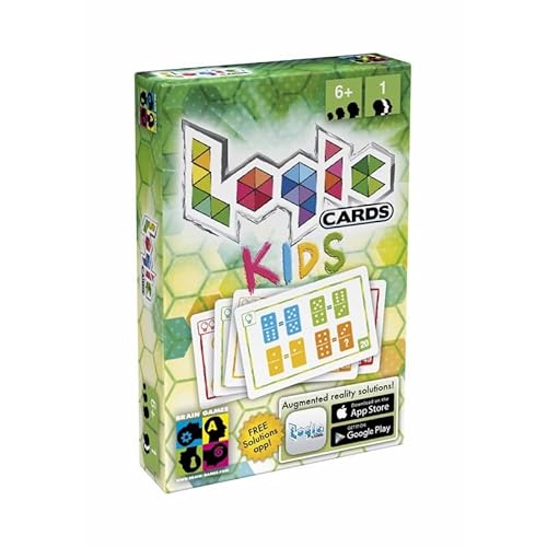 Brain Games Logic Cards Kids Grün – 53 Logikkarten – Geometrie – Zahl – 5 Schwierigkeitsstufen – kleines Format – Reisespiel – ab 6 Jahren von Brain Games