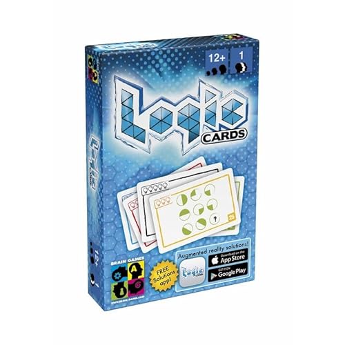 Brain Games - Logic Cards blau – 53 Logikkarten – Geometrie – Zahl – 5 Schwierigkeitsstufen – kleines Format – Reisespiel – ab 12 Jahren von Brain Games