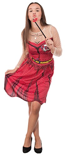 Brandsseller Damen Kostüm - POP Art - Kleid mit Haarreif und Kussmund Accessoire - Fasching Karneval Junggesellenabschied - Größe: L/XL von Brandsseller