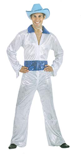 Brandsseller Herren Karneval Kostüm Disco King Party Junggesellenabschied Verkleidung Silber/Weiß/Blau 52/54 von Brandsseller