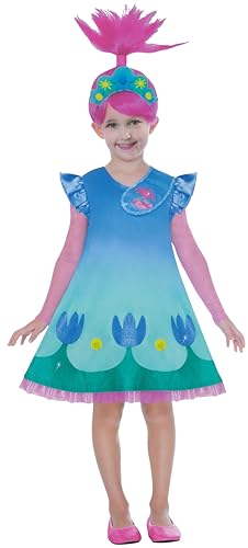 Brandsseller Kinder Mädchen Kostüm Troll Kleid und Perücke 128 Blau von Brandsseller