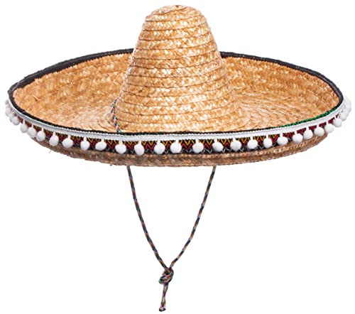 Brandsseller Sombrero Mexikohut ca. 55 cm Strohhut Partyhut Sonnenhut Strandhut mit Quasten von Brandsseller