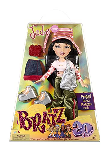 Bratz 20 Yearz Special Edition Modepuppe Jade - Holografische Verpackung & Poster - Sammlerpuppe - 20 Yearz Motiv, Fan-Liebling Neuauflage von 2001 - Enthält 2 Outfits, Schuhe, Tasche & mehr von Bratz