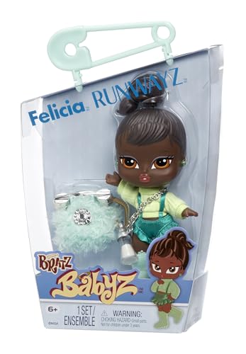 Bratz Babyz Runwayz Doll - Felicia - 1 Sammel-Modepuppe mit Modischem Outfit, Niedliche Babypuppe mit Halskette, die auch als Schlüsselanhänger Dient - Kinderspielzeug - für Kids ab 6 Jahre von Bratz