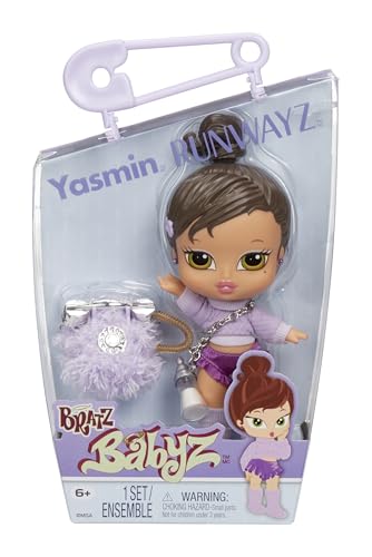 Bratz Babyz Runwayz Doll - Yasmin - 1 Sammel-Modepuppe mit Modischem Outfit, Niedliche Babypuppe mit einer Halskette, die Auch Als Schlüsselanhänger Dient - Kinderspielzeug - für Kids ab 6 Jahre von Bratz