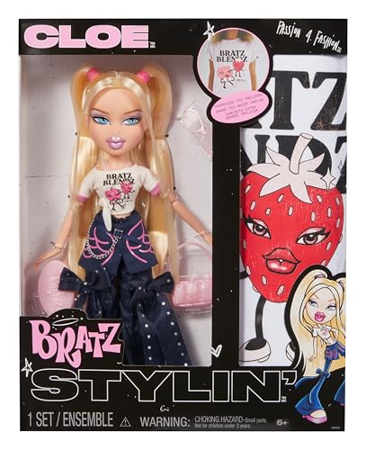 Bratz Stylin' Cloe - Modepuppe mit T-Shirt zum Gestalten für Dich, Inklusive Accessoires, Niedliches Spielzeug für Mädchen Bratz Stylin' Cloe - Modepuppe mit T-Shirt zum Gestalten für Dich, Inklusive Accessoires, Niedliches Spielzeug für Mädchen von Bratz