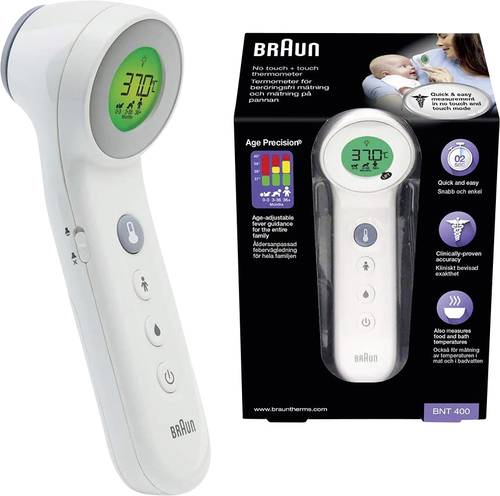 Braun No touch + touch weiß Fieberthermometer Berührungsloses messen von Braun