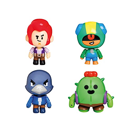 Brawl Stars Action-Figuren, 4 Stück, Spike, Colt, Leon & Crow, 11,4 cm große Sammlerstücke, Spielbares Mini-Spielzeug, bewegliche Figuren von Brawl Stars