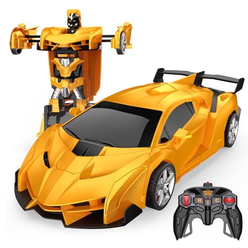 Braxel 2 in 1 Transforming Ferngesteuertes Auto Spielzeug ab 3-10 Jahre Junge Mädchen, 2,4GHz Roboter Kinder RC Auto mit Fernbedienung, 360° Drehung, Weihnachten Geburtstags Geschenke für Kinder, Gelb Braxel 2 in 1 Transforming Ferngesteuertes Auto Spielzeug ab 3-10 Jahre Junge Mädchen, 2,4GHz Roboter Kinder RC Auto mit Fernbedienung, 360° Drehung, Weihnachten Geburtstags Geschenke für Kinder, Gelb von Braxel