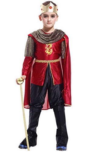 Brcus Jungenkostüm Lord Prinz Edler König Halloween Cosplay Rollenspiel Dress up Medium Rot von Brcus