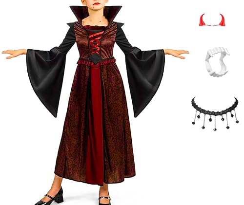 Vampir-Halloween-Kostüme für Kinder, Vampirin, Rollenspiel, Cosplay, Verkleiden (Vampir, 4–6 Jahre) von Brcus