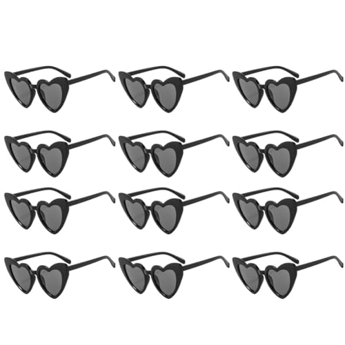 Breeshy Sonnenbrille, Herzform, für Hochzeit, Junggesellinnenabschied, Geschenke für Brautjungfern und Junggesellen, Schwarz von Breeshy