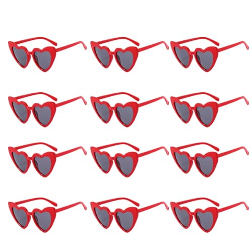 Breeshy Sonnenbrille in Herzform, für Hochzeit, Junggesellinnenabschied, Geschenke für Brautjungfern und Junggesellen, Rot von Breeshy