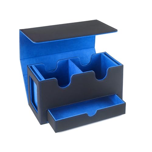 Breeshy Tragbare Aufbewahrungsbox für Magnetische Spielkarten, Schubladen-Aufbewahrungsbox mit Sichtfenster, Kartenhalter für Spielkarten, Blau von Breeshy