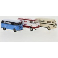 BREKINA 90497 1:87 Set mit 3 VW-Bulli-Modellen, Im Einsatz in Europa, 1960 von Brekina