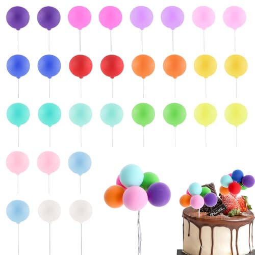 30 Stück Tortendeko Kugeln Torten Deko Regenbogen Mini Luftballons Bunte Kuchen Kugel Diy Kuchen Topper Ballon Cupcake Topper Geburtstag Kuchen Cupcake Kucheneinsatz für Geburtstagsfeier Hochzeit von Bremorou