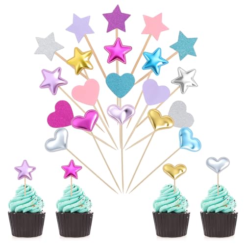 40 Stück Muffin Deko Kleiner Stern Cupcake Toppers Happy Birthday Tortendeko Farbig Herzen Topper Form Glitter Kuchen Geburtstag Picks Sterne Kuchendeko für Baby Dusche Verlobung Party Dekorationen 40 Stück Muffin Deko Kleiner Stern Cupcake Toppers Happy Birthday Tortendeko Farbig Herzen Topper Form Glitter Kuchen Geburtstag Picks Sterne Kuchendeko für Baby Dusche Verlobung Party Dekorationen von Bremorou