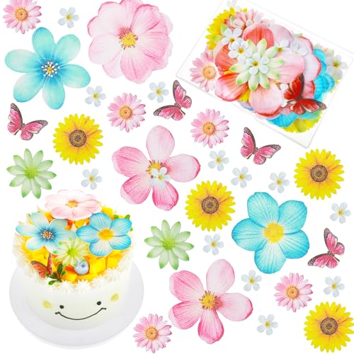 55 Stück Schmetterlinge Tortendeko Essbar Blumen Essbare Blüten Blume Schmetterling Kuchen Topper Esspapier für Torte Deko Gänseblümchen für Hochzeit Geburtstag Taufe 55 Stück Schmetterlinge Tortendeko Essbar Blumen Essbare Blüten Blume Schmetterling Kuchen Topper Esspapier für Torte Deko Gänseblümchen für Hochzeit Geburtstag Taufe von Bremorou