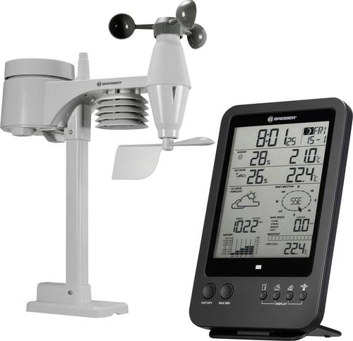 Bresser Optik Weather Center WTW 5-in-1 7002510 Funk-Wetterstation Vorhersage für 12 bis 24 Stunden von Bresser Optik