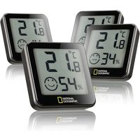 National Geographic 9070210 - Thermo-/Hygrometer Tempy 4er-Set, Präzise Raumklima Überwachung, Temperatur- und Luftfeuchtigkeitsmessgerät von Bresser